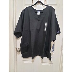 Cherokee Originals Unisex Scrub Top Black V-Neck With Pockets Size 5XL